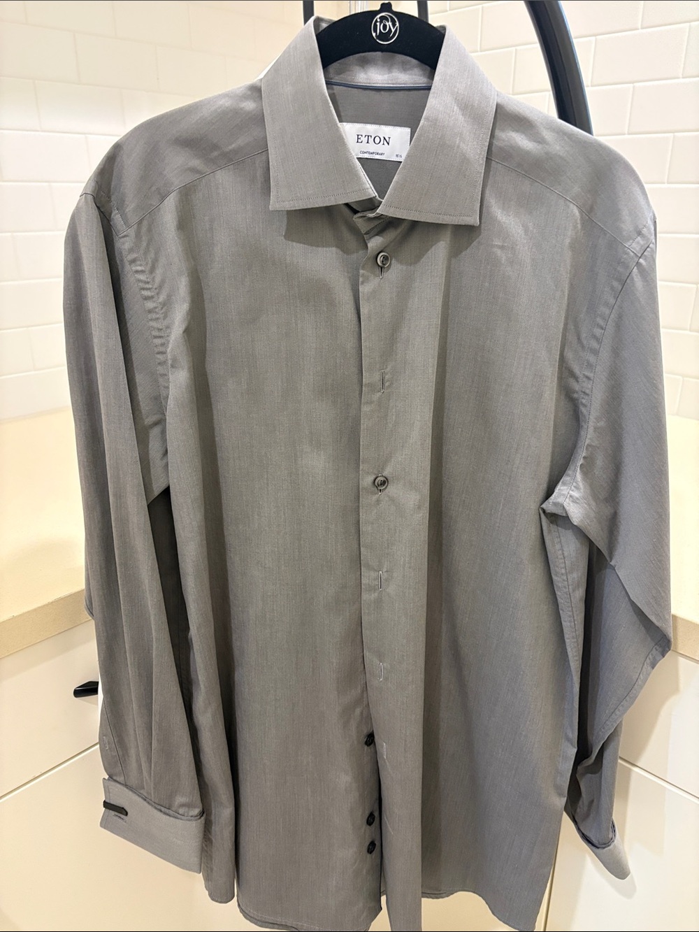 Eton Contemporary Men's Gray Dress Shirt - Classic Long Sleeve
